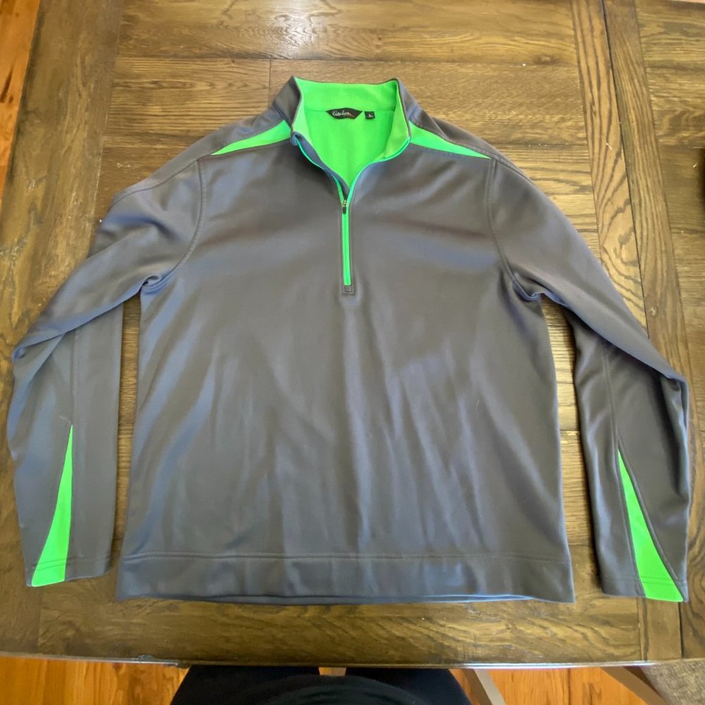 Walter Hagen Essentials Grey & Green Fleece Pullover Size L
